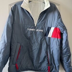 Tommy Hilfiger Men's Gray and Red Puffer Jacket
